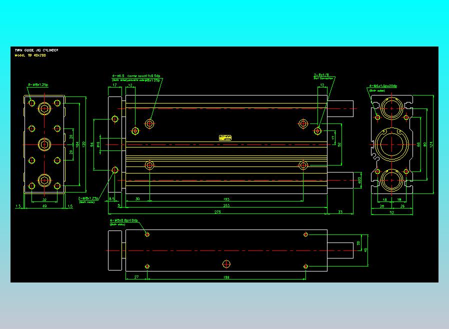 导杆薄型气缸导杆滑块气缸标准型气缸2D-TB40x200