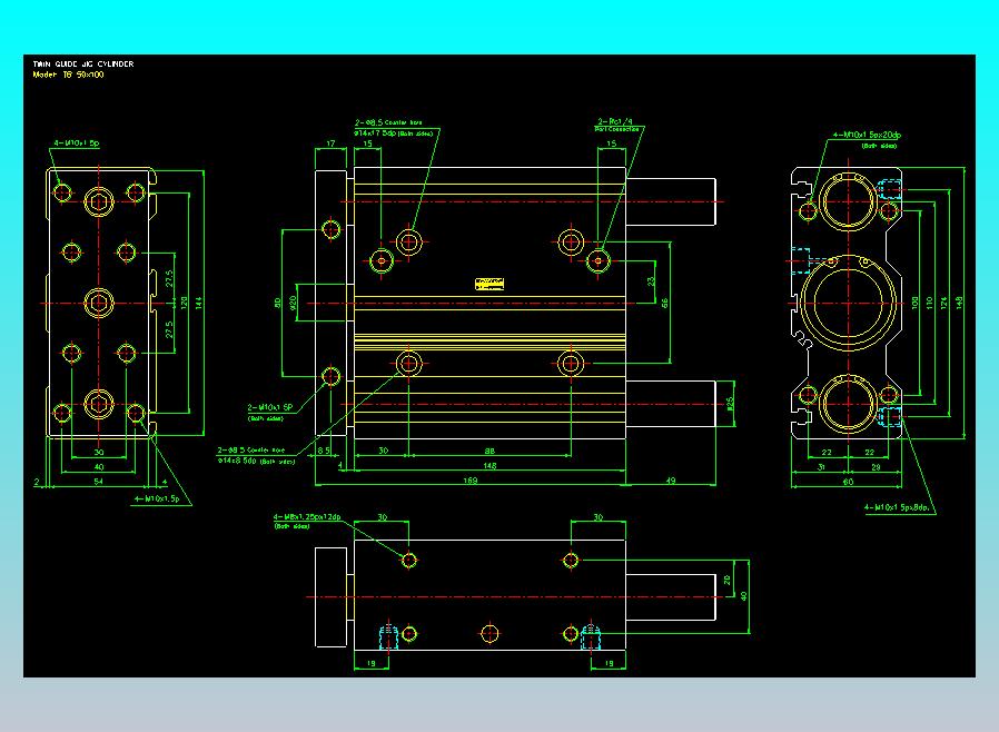 导杆薄型气缸导杆滑块气缸标准型气缸2D-TB50x100