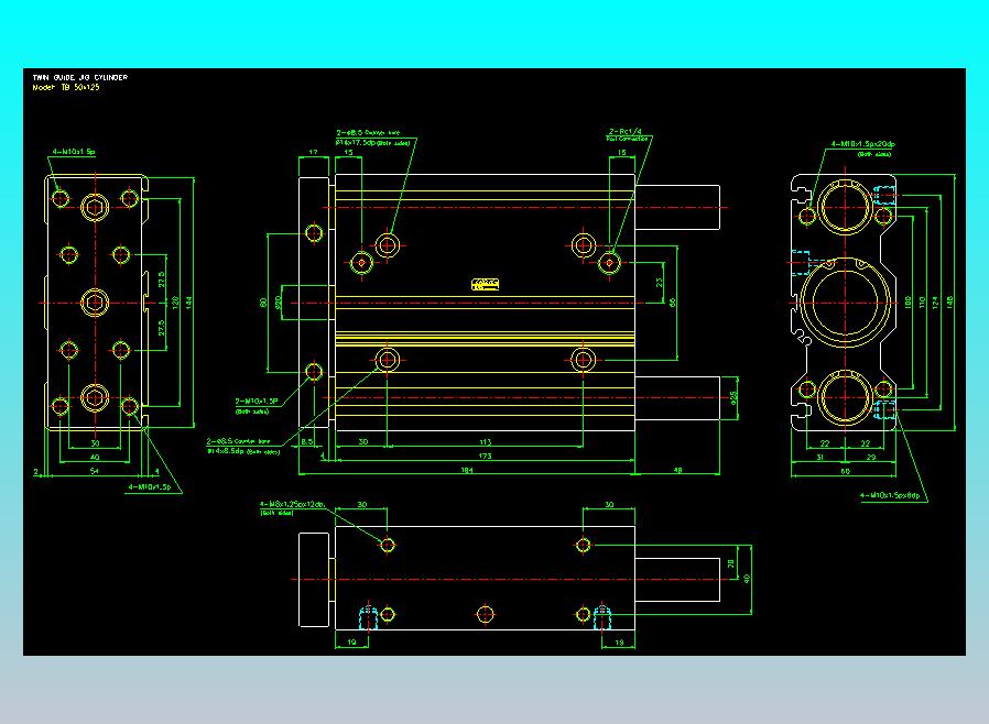 导杆薄型气缸导杆滑块气缸标准型气缸2D-TB50x125