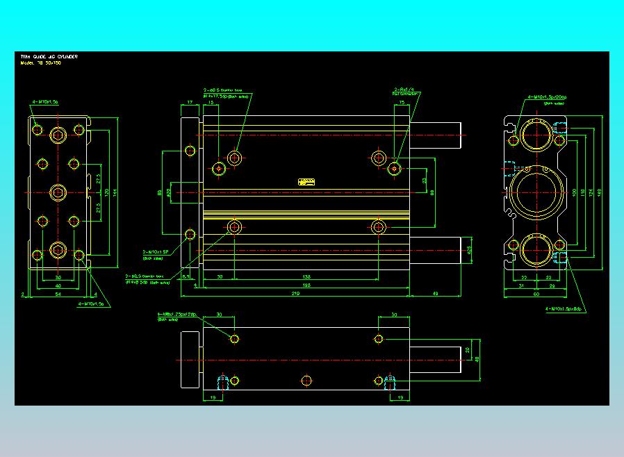 导杆薄型气缸导杆滑块气缸标准型气缸2D-TB50x150