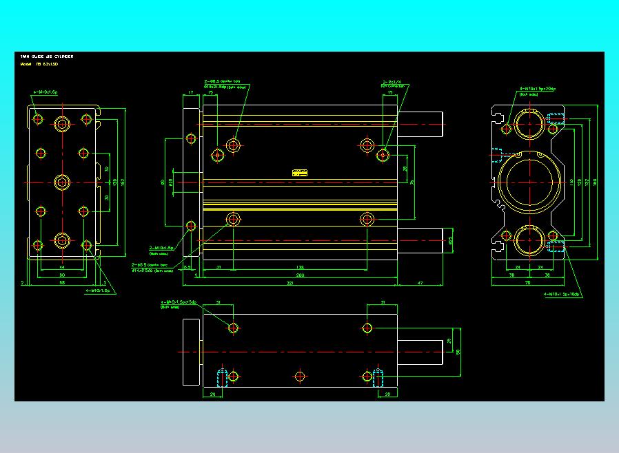 导杆薄型气缸导杆滑块气缸标准型气缸2D-TB63x150