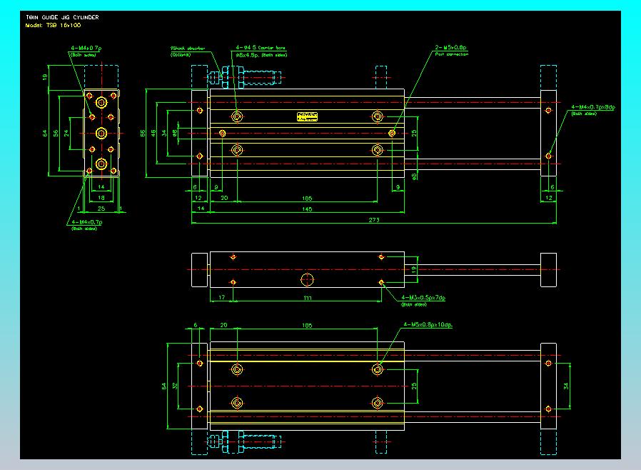 导杆薄型气缸导杆滑块气缸标准型气缸2D-TSB16x100