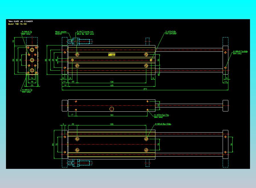导杆薄型气缸导杆滑块气缸标准型气缸2D-TSB16x150
