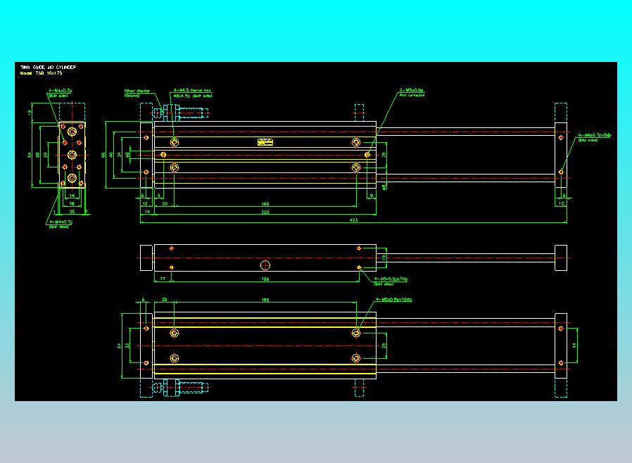 导杆薄型气缸导杆滑块气缸标准型气缸2D-TSB16x175