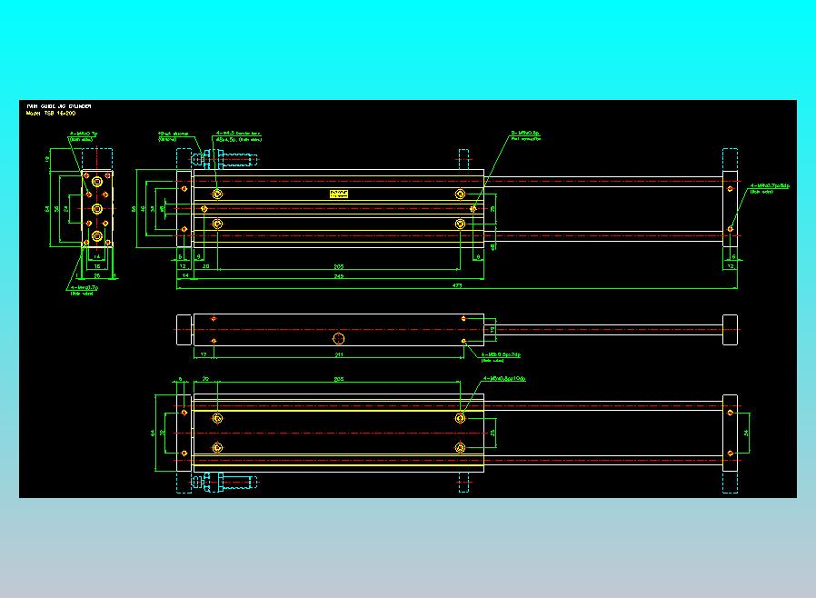 导杆薄型气缸导杆滑块气缸标准型气缸2D-TSB16x200