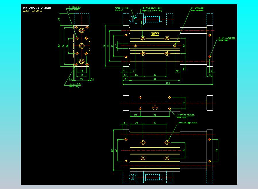 导杆薄型气缸导杆滑块气缸标准型气缸2D-TSB20x50