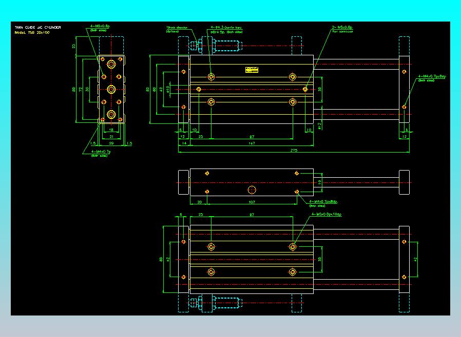 导杆薄型气缸导杆滑块气缸标准型气缸2D-TSB20x100
