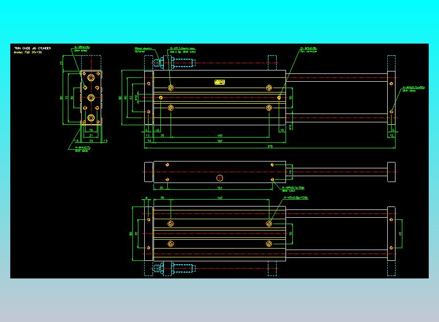导杆薄型气缸导杆滑块气缸标准型气缸2D-TSB20x150