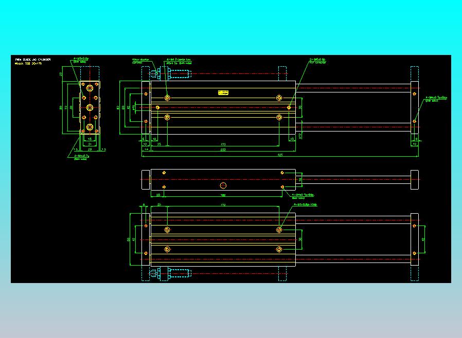 导杆薄型气缸导杆滑块气缸标准型气缸2D-TSB20x175