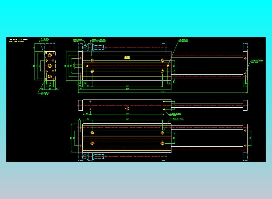 导杆薄型气缸导杆滑块气缸标准型气缸2D-TSB20x200