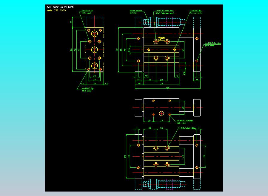 导杆薄型气缸导杆滑块气缸标准型气缸2D-TSB25x25