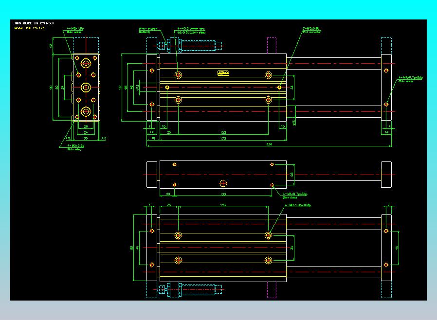 导杆薄型气缸导杆滑块气缸标准型气缸2D-TSB25x125