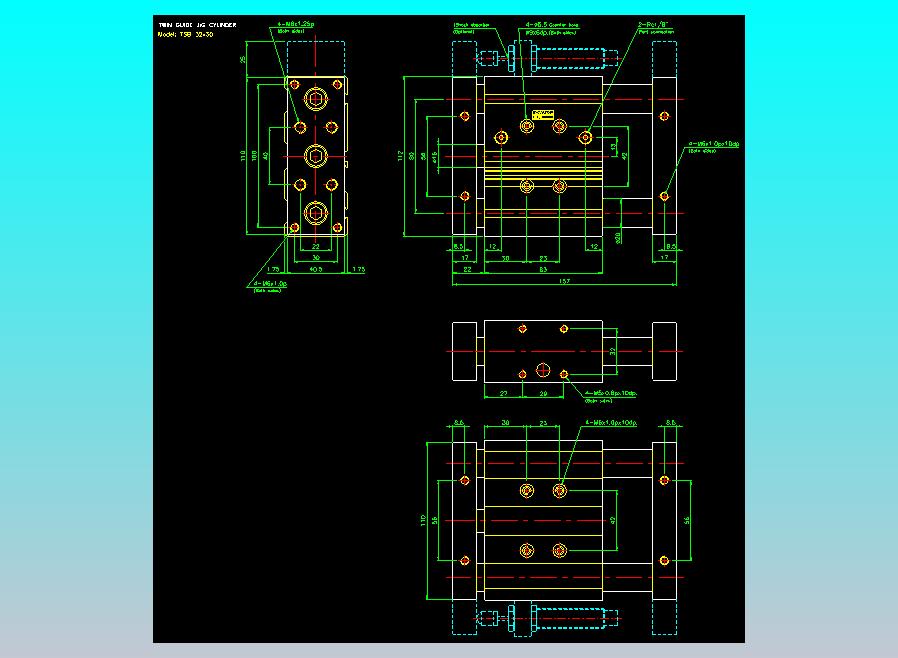 导杆薄型气缸导杆滑块气缸标准型气缸2D-TSB32x30