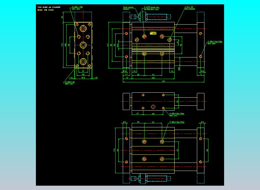 导杆薄型气缸导杆滑块气缸标准型气缸2D-TSB32x50