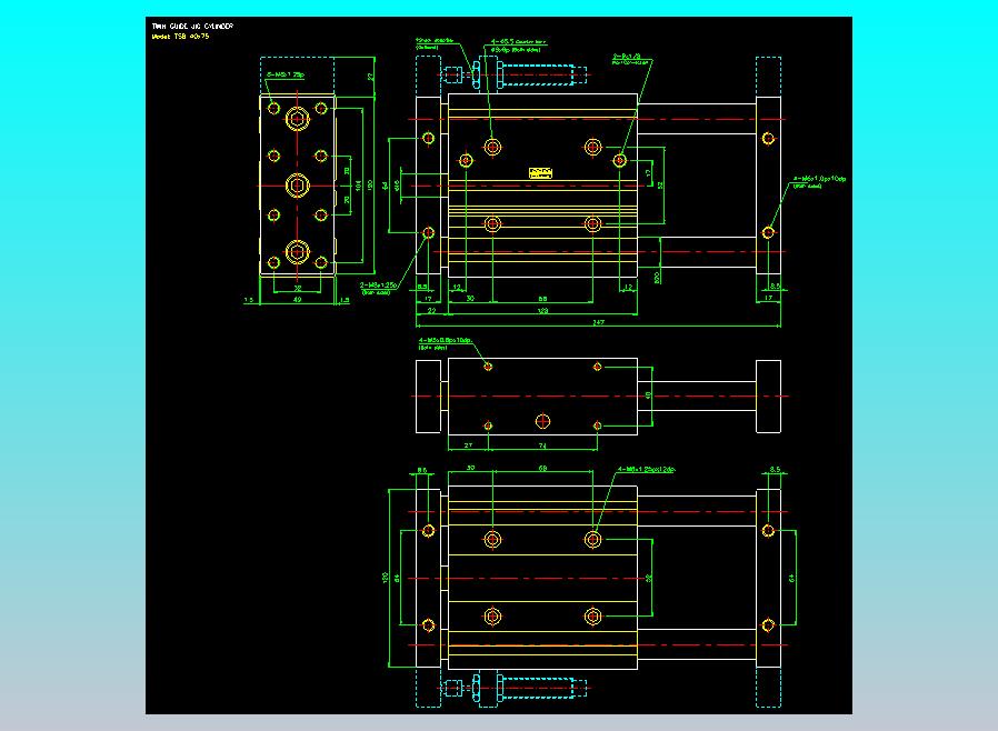导杆薄型气缸导杆滑块气缸标准型气缸2D-TSB40x75