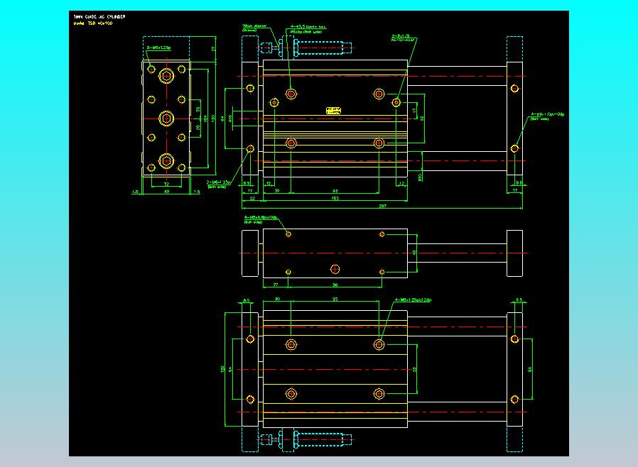 导杆薄型气缸导杆滑块气缸标准型气缸2D-TSB40x100