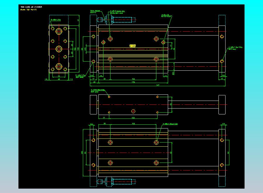 导杆薄型气缸导杆滑块气缸标准型气缸2D-TSB40x125