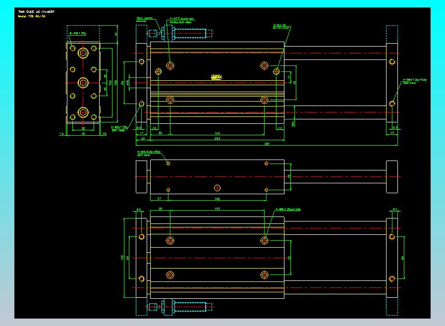 导杆薄型气缸导杆滑块气缸标准型气缸2D-TSB40x150