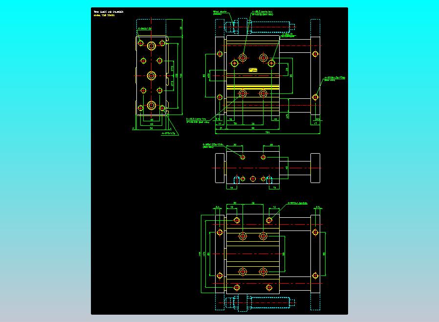 导杆薄型气缸导杆滑块气缸标准型气缸2D-TSB50x50