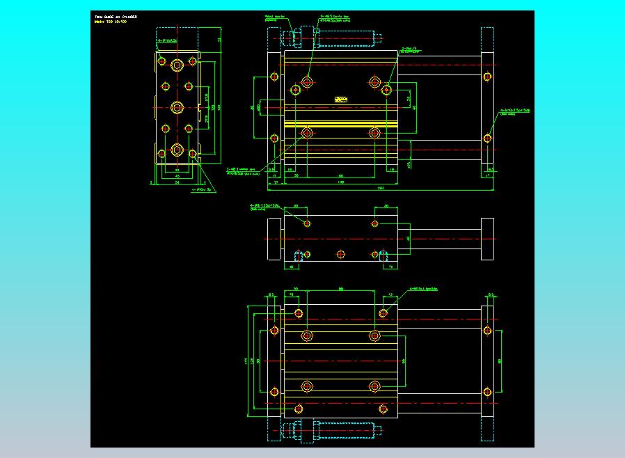 导杆薄型气缸导杆滑块气缸标准型气缸2D-TSB50x100