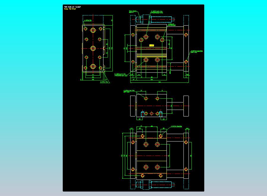 导杆薄型气缸导杆滑块气缸标准型气缸2D-TSB63x50