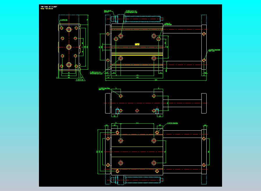 导杆薄型气缸导杆滑块气缸标准型气缸2D-TSB63x125