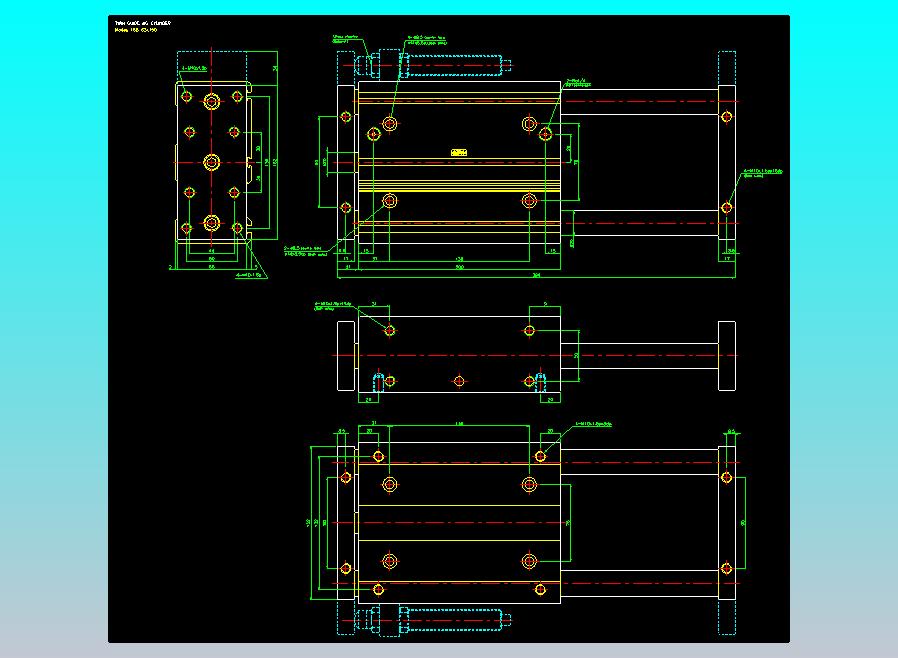 导杆薄型气缸导杆滑块气缸标准型气缸2D-TSB63x150