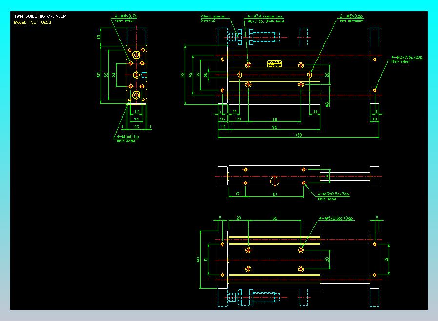 导杆薄型气缸导杆滑块气缸标准型气缸2D-TSU10x50