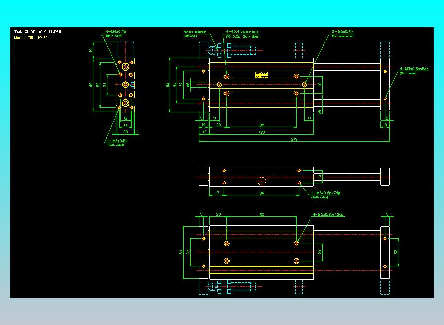 导杆薄型气缸导杆滑块气缸标准型气缸2D-TSU10x75