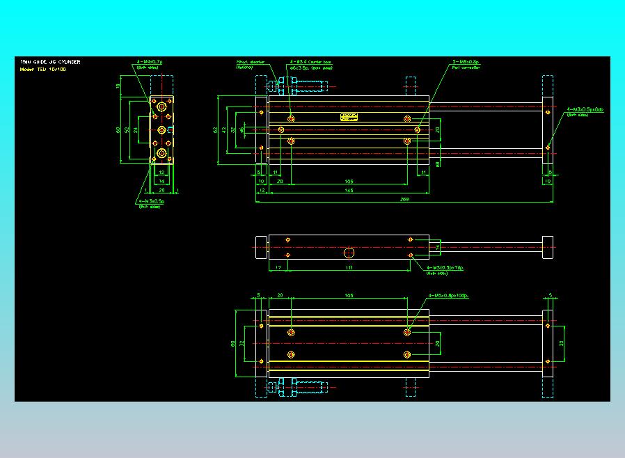 导杆薄型气缸导杆滑块气缸标准型气缸2D-TSU10x100