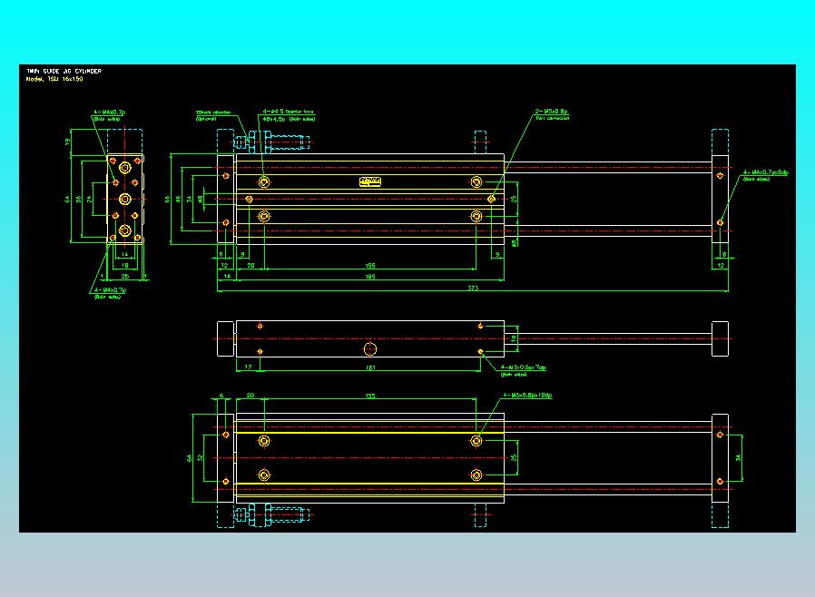 导杆薄型气缸导杆滑块气缸标准型气缸2D-TSU16x150