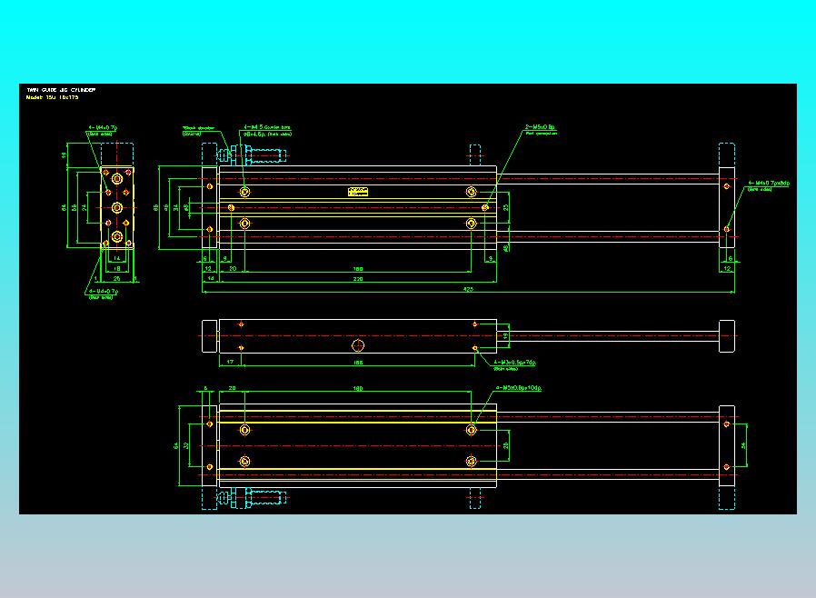 导杆薄型气缸导杆滑块气缸标准型气缸2D-TSU16x175