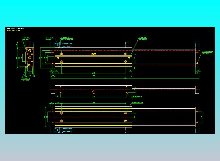 导杆薄型气缸导杆滑块气缸标准型气缸2D-TSU16x200
