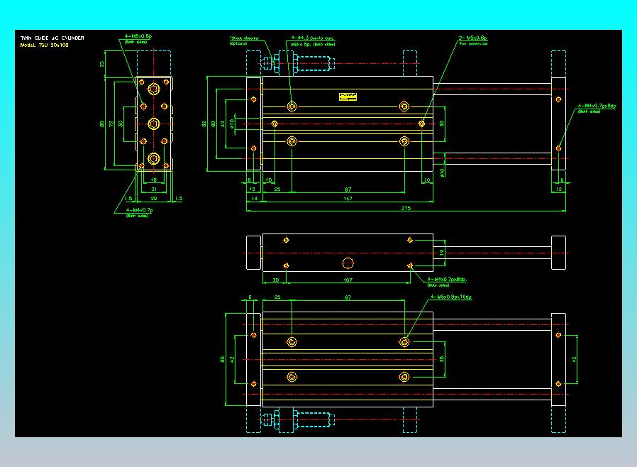 导杆薄型气缸导杆滑块气缸标准型气缸2D-TSU20x100