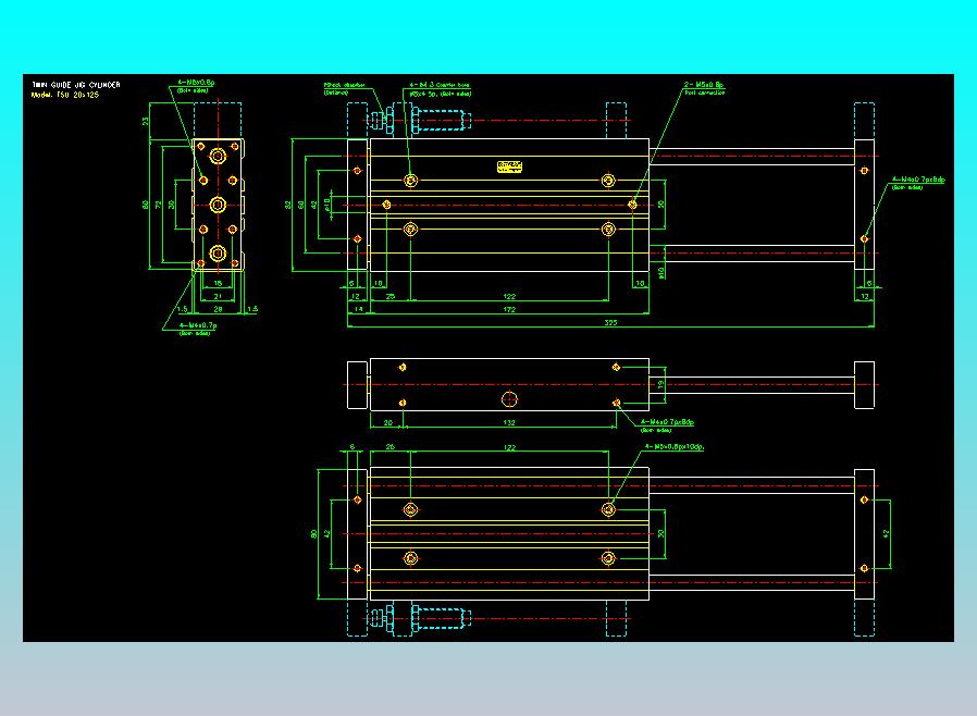 导杆薄型气缸导杆滑块气缸标准型气缸2D-TSU20x125