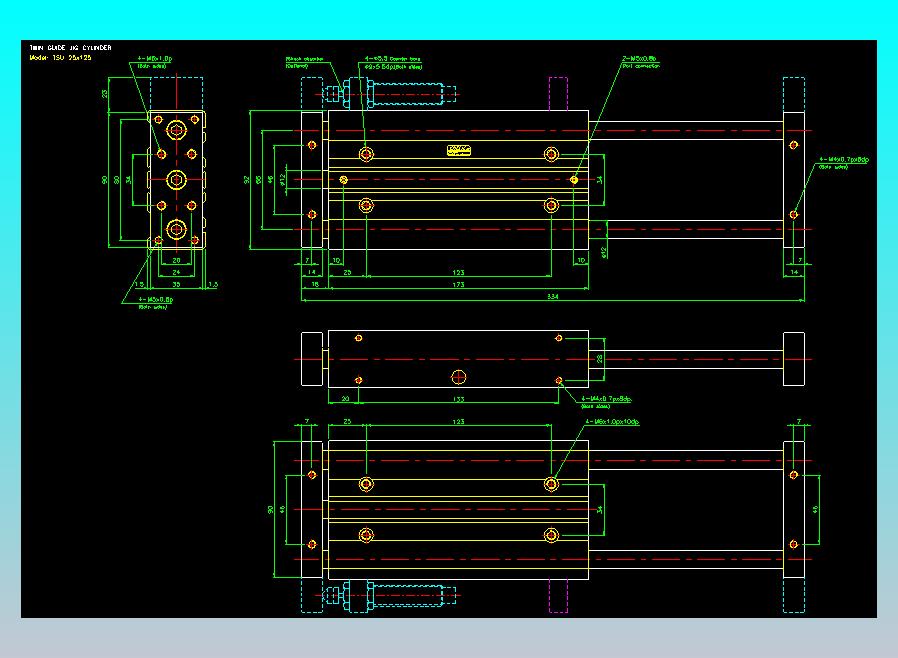 导杆薄型气缸导杆滑块气缸标准型气缸2D-TSU25x125
