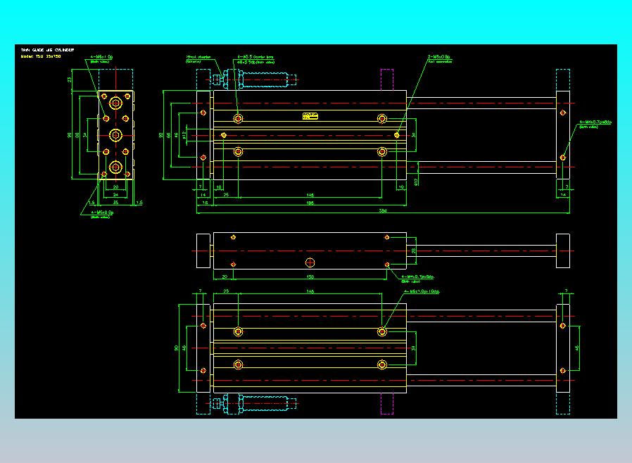 导杆薄型气缸导杆滑块气缸标准型气缸2D-TSU25x150