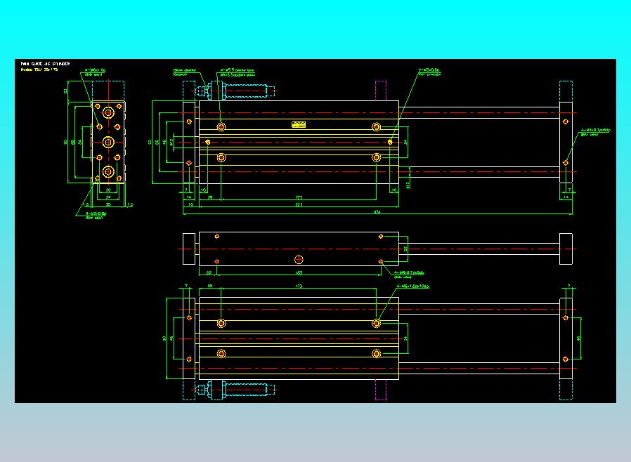 导杆薄型气缸导杆滑块气缸标准型气缸2D-TSU25x175