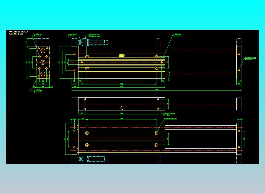 导杆薄型气缸导杆滑块气缸标准型气缸2D-TSU25x200