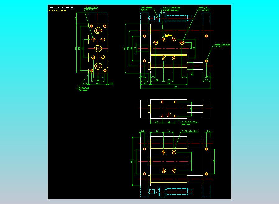 导杆薄型气缸导杆滑块气缸标准型气缸2D-TSU32x30