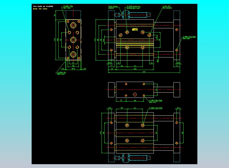 导杆薄型气缸导杆滑块气缸标准型气缸2D-TSU32x50