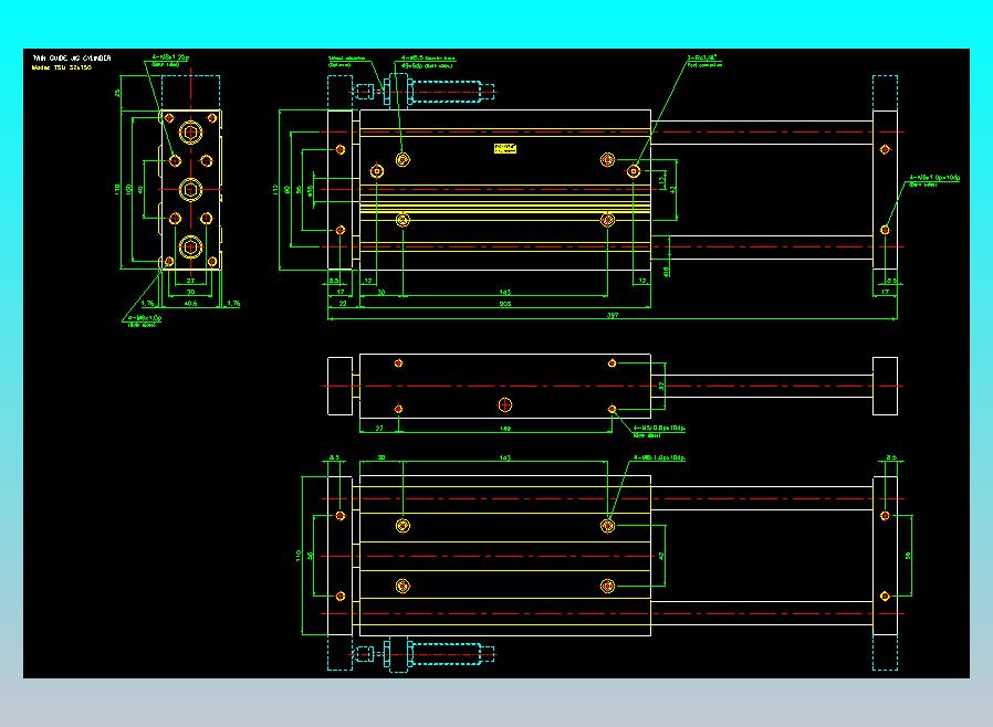 导杆薄型气缸导杆滑块气缸标准型气缸2D-TSU32x150