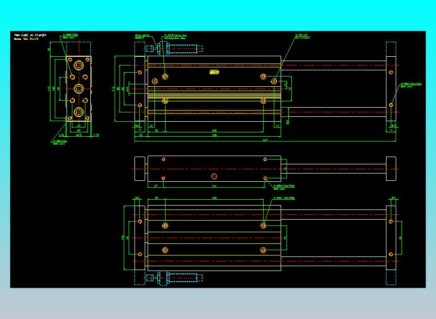 导杆薄型气缸导杆滑块气缸标准型气缸2D-TSU32x175