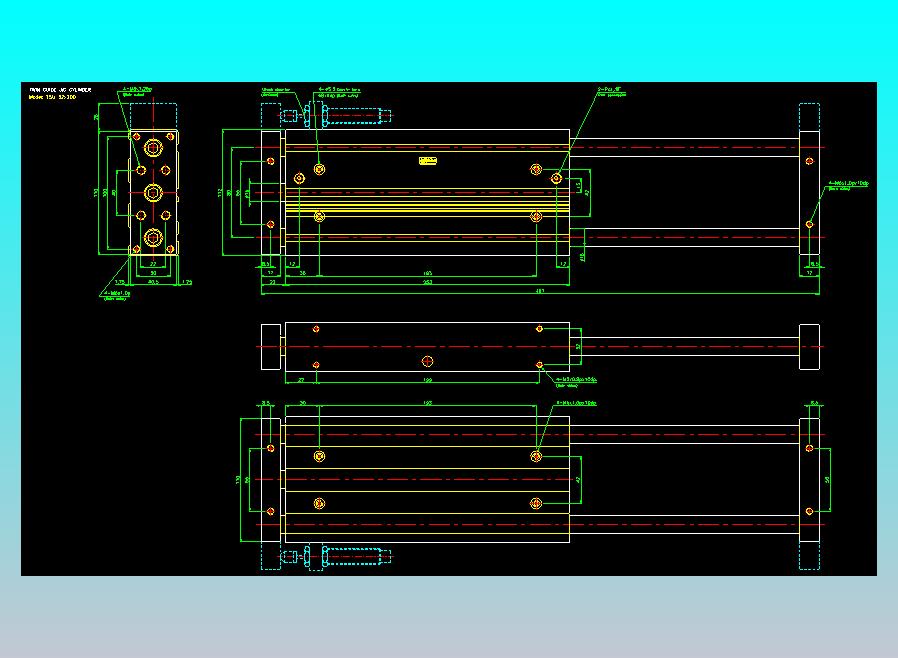 导杆薄型气缸导杆滑块气缸标准型气缸2D-TSU32x200