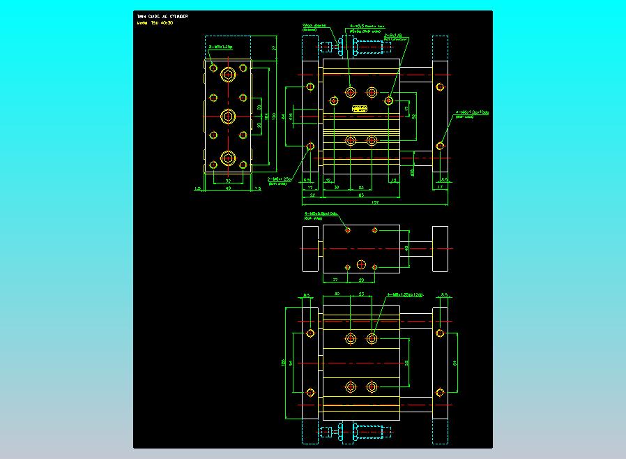 导杆薄型气缸导杆滑块气缸标准型气缸2D-TSU40x30