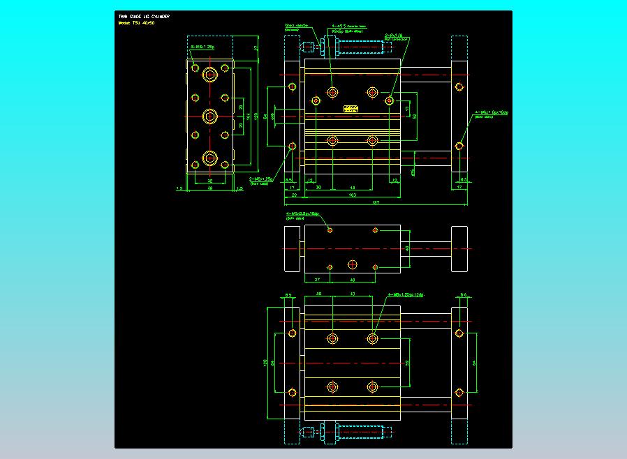 导杆薄型气缸导杆滑块气缸标准型气缸2D-TSU40x50