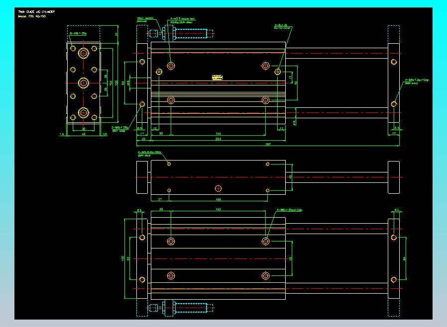 导杆薄型气缸导杆滑块气缸标准型气缸2D-TSU40x150