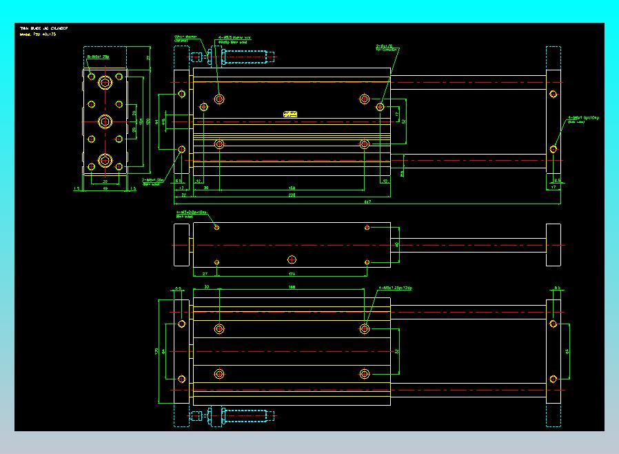 导杆薄型气缸导杆滑块气缸标准型气缸2D-TSU40x175