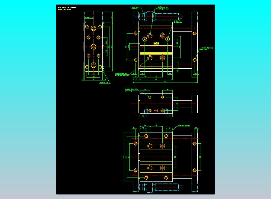 导杆薄型气缸导杆滑块气缸标准型气缸2D-TSU50x50