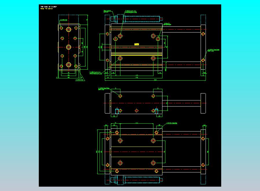 导杆薄型气缸导杆滑块气缸标准型气缸2D-TSU63x125